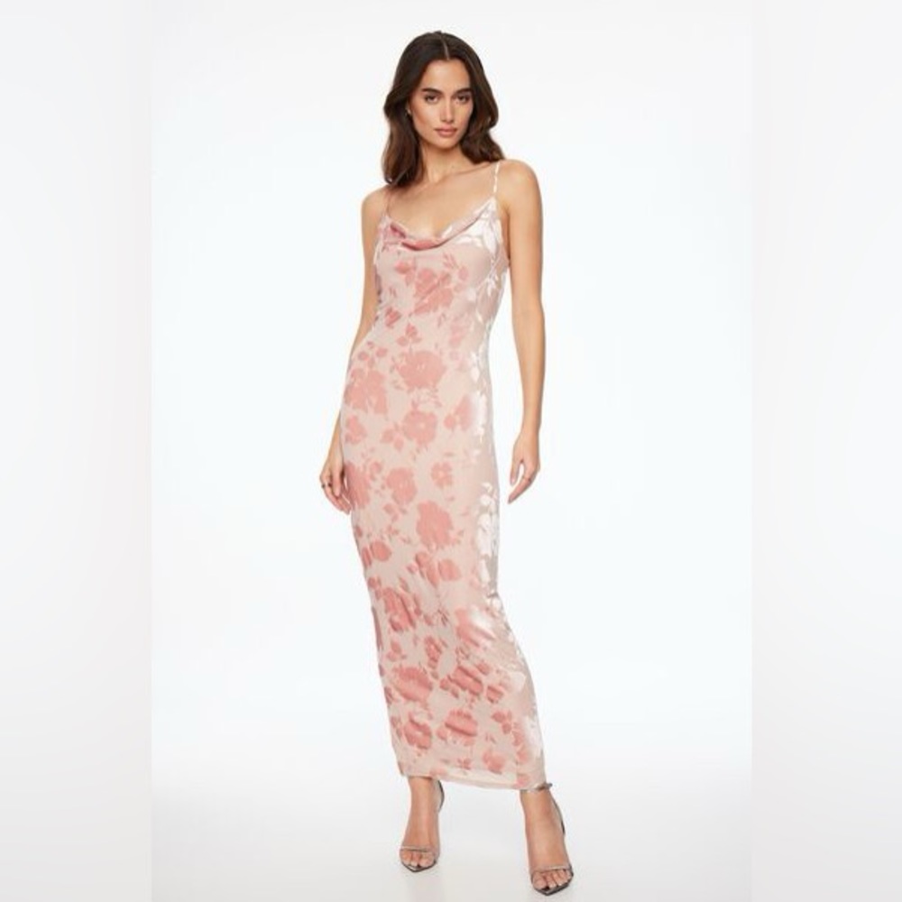 Dynamite Burnout Cowl Pink Midi Dress